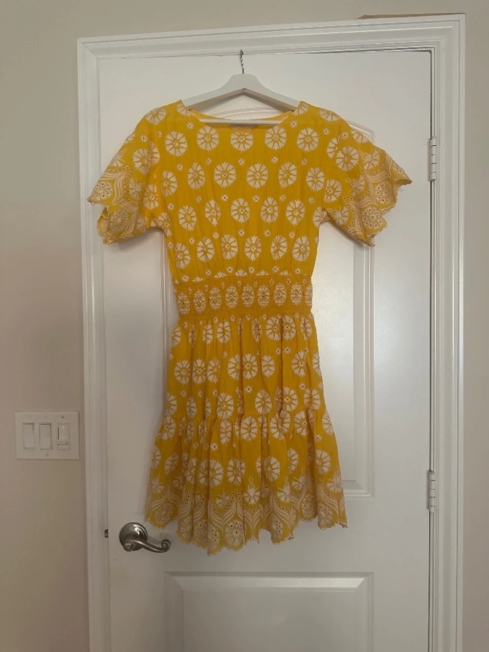 Tory Burch yellow dress with white flower print US size 4